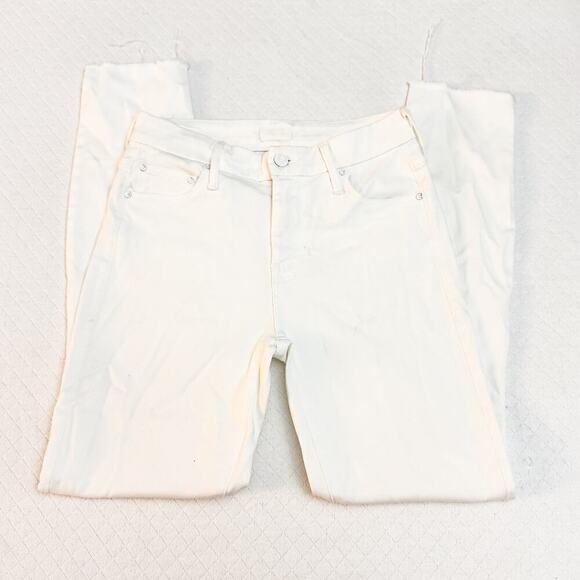 Mother Looker Ankle Fray Glass Slipper White Denim Jeans Size 25 - Picture 4 of 10
